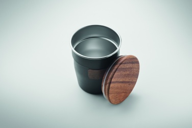 Logo trade reklaamtoote pilt: Pähklise viimistlusega termostops, 350 ml