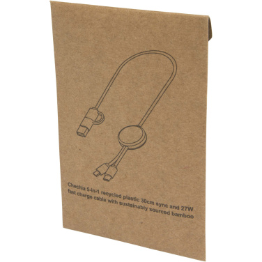 Logotrade ärikingituse foto: Chechia viis-ühes taaskasutatud plastist kiirlaadimiskaabel bambusdetailidega