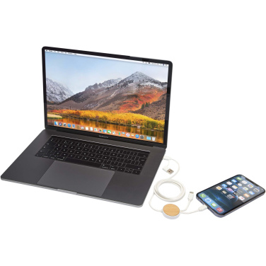 Logo trade ärikingi pilt: Chechia 5-in-1 taaskasutatud plastist 150 cm kiirlaadimiskaabel bambusdetailidega