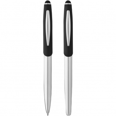 Logo trade liikelahja kuva: Geneva-stylus-kuulakärkikynä- ja pallokärkikynäsetti, musta