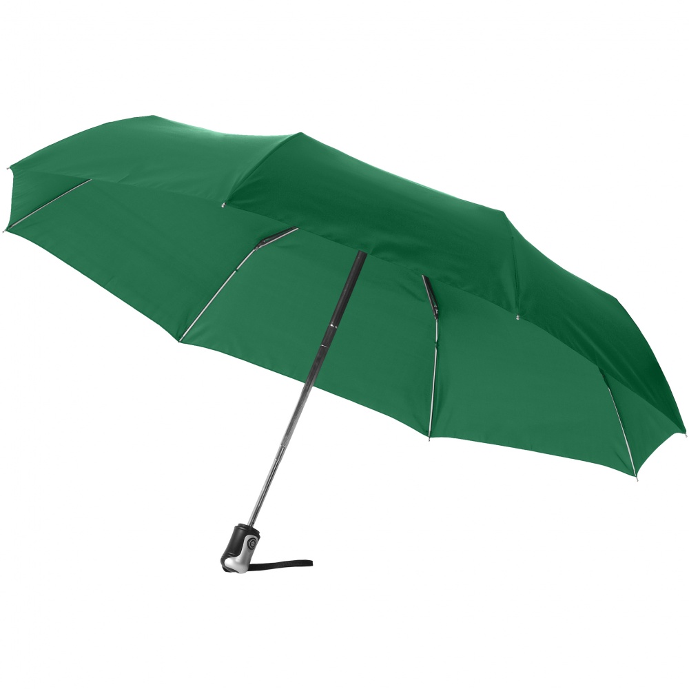 Logotrade liikelahja tuotekuva: 21.5" Alex 3-osainen automaattinen sateenvarjo, vihreä