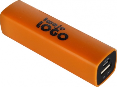 Logo trade mainoslahja ja liikelahja tuotekuva: Powerbank 2200 mAh with USB port in a box, oranž