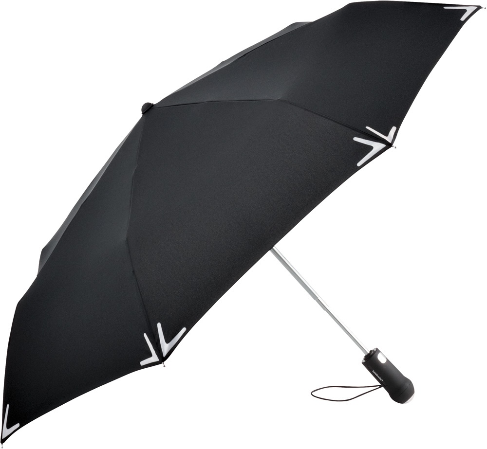 Logo trade liikelahjat mainoslahjat kuva: Helkuräärisega AOC Safebrella® LED minivihmavari 5471, must