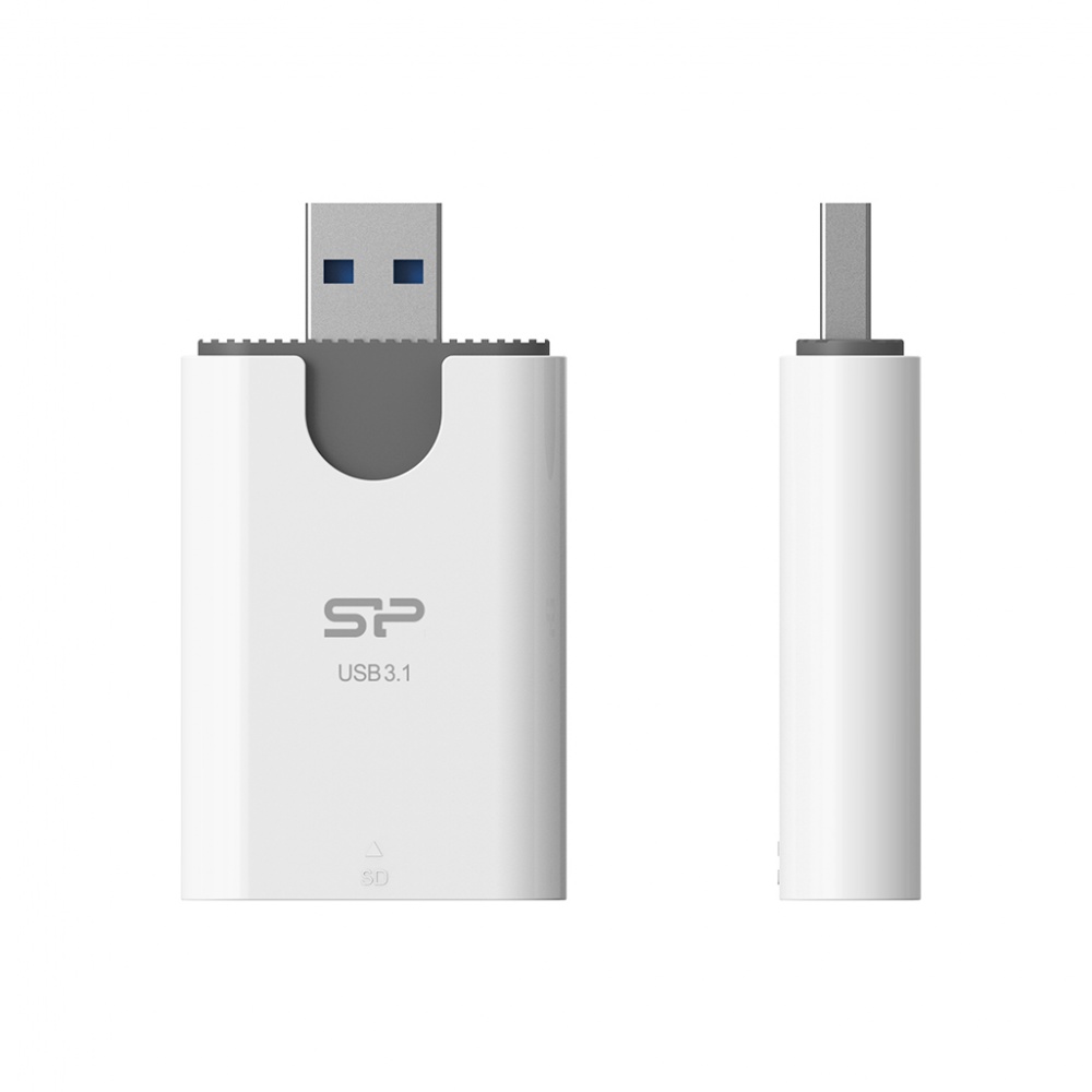 Logo trade mainoslahja kuva: MicroSD ja SD kaardilugeja Silicon Power Comb, valge