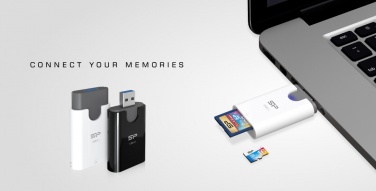 Logotrade liikelahjat kuva: MicroSD ja SD kaardilugeja Silicon Power Comb, valge