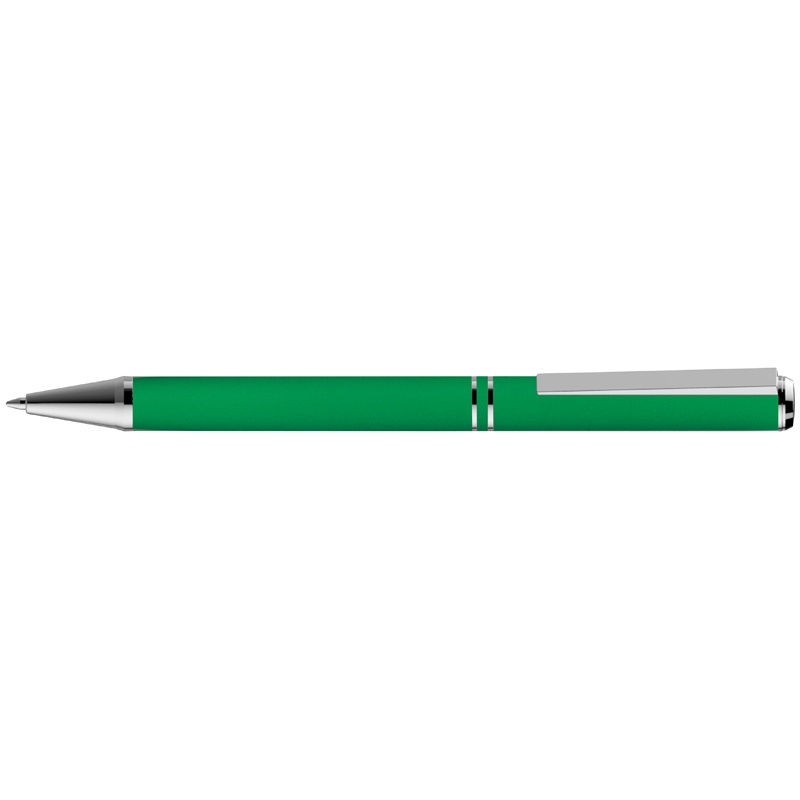 Logo trade mainoslahja ja liikelahja tuotekuva: Metallist zig-zag pastakas, roheline