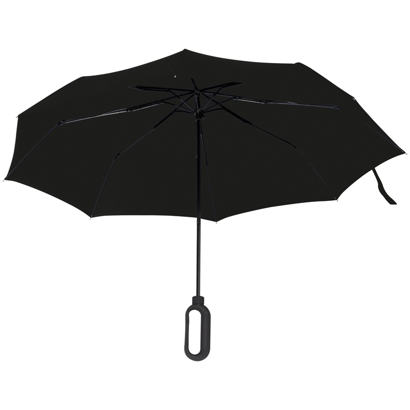 Logo trade liikelahja mainoslahja tuotekuva: Väike karabiiniga vihmavari, must