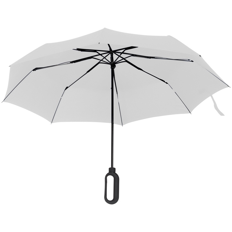 Logo trade mainoslahja kuva: Väike karabiiniga vihmavari, valge