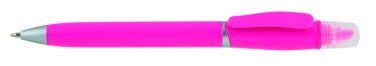 Logotrade liikelahjat kuva: Plastikpastapliiats markeriga 2-ühes GUARDA, roosa
