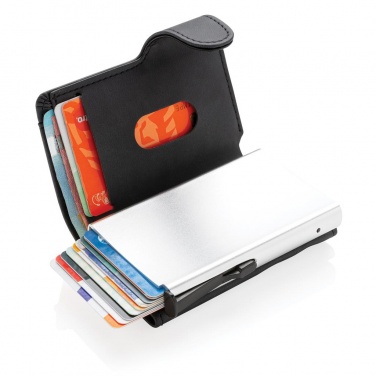 Logotrade liikelahja tuotekuva: Alumiininen RFID-korttitasku ja PU-lompakko, musta
