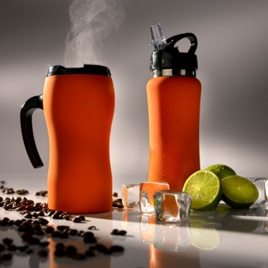 Logotrade mainoslahja ja liikelahja kuva: Komplekt: joogipudel ja termokruus Colorissimo, oranž