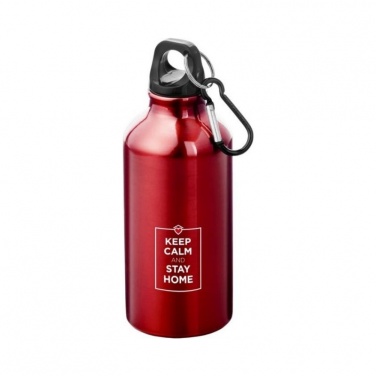 Logotrade mainoslahja tuotekuva: Oregon-juomapullo ja kiinnityskoukku, punainen