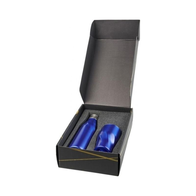 Logotrade liikelahja tuotekuva: Hugo kuparinvärinen alipaine-eristetty lahjapakkaus, sininen
