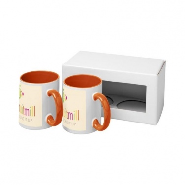 Logo trade mainostuote kuva: Ceramic-sublimaatiomuki, 2 kappaleen lahjapakkaus, oranssinpunainen