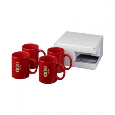 Logotrade mainostuote tuotekuva: Ceramic-muki, 4 kappaleen lahjapakkaus, punainen
