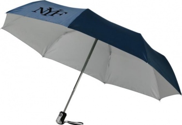 Logotrade liikelahjat kuva: 21.5" Alex 3-osainen automaattinen sateenvarjo, tummansininen - hopea