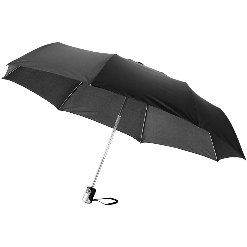 Logo trade mainoslahja ja liikelahja tuotekuva: 21.5" Alex 3-osainen automaattinen sateenvarjo, musta