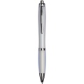 Curvy ballpoint pen with frosted barrel and grip, Valkoinen