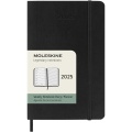 Moleskine pehmeäkantinen taskukokoinen viikkopäivyri 12 kuukaudelle, Tasainen musta