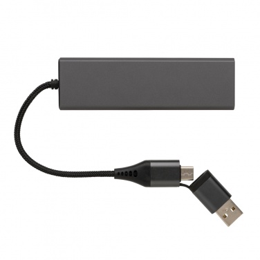 Logo trade mainoslahja ja liikelahja tuotekuva: Terra RCS alumiininen USB-hub 3 portilla