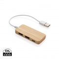 Bambuinen USB tyypin C hub, ruskea