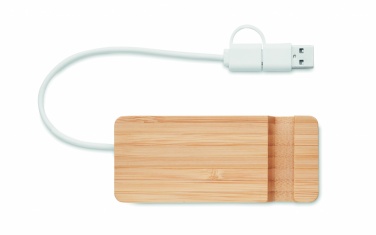 Logo trade mainoslahja kuva: 4 portin USB-keskitin bambua