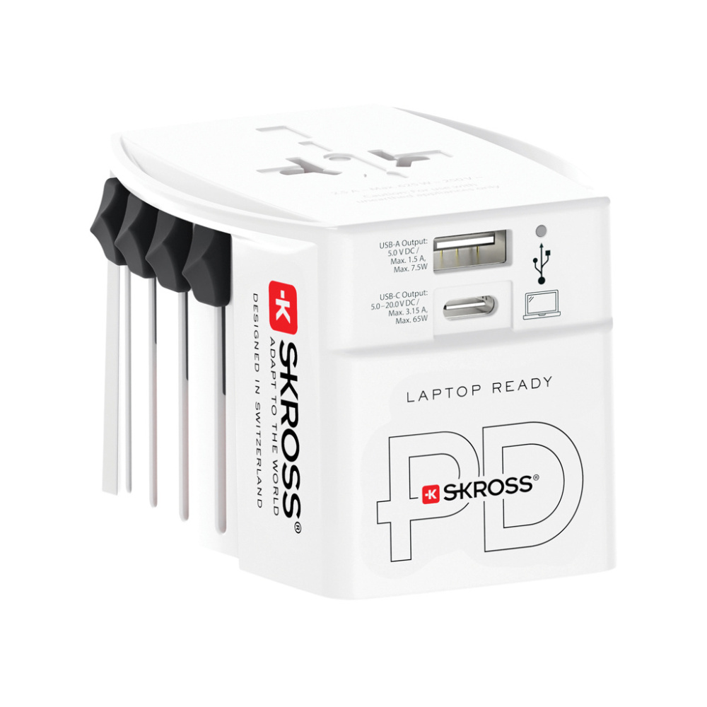 Logotrade liikelahjat mainoslahjat tuotekuva: SKROSS World Travel adapteri MUV 65W PD USB C -kaapelilla