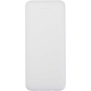 Logotrade mainoslahja tuotekuva: Adhil 10 000 mAh:n ja 10 W:n kierrätetystä muovista valmistettu varavirtalähde, jossa on kaksi sisäänrakennettua kaapelia