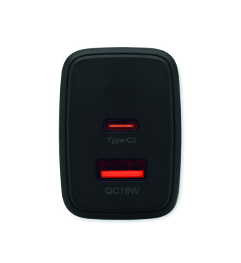 Logotrade mainostuotet kuva: EU:n 2-napainen adapter/laturi