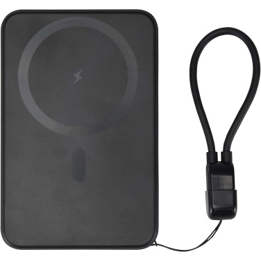 Logotrade mainoslahja tuotekuva: SMART 5000 mAh magneettinen kaulanauhavaravirta kierrätysmuovista