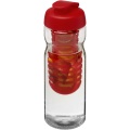 H2O Active® Base 650 ml sportinis buteliukas ir infuzinis dangtelis, Skaidrus / raudonas