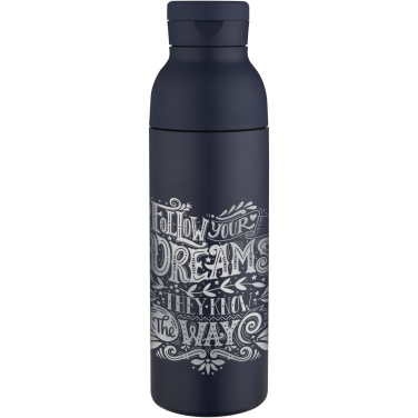 Logotrade firminės dovanos nuotrauka: „Illuminate“ 650 ml RCS perdirbto dvigubo sienelių nerūdijančio plieno vandens butelis su 3 dalių dangtelių rinkiniu