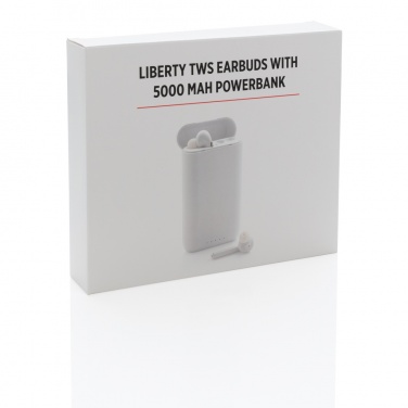 Logotrade biznesa dāvanas foto: Liberty TWS austiņas ar 5000 mAh jaudas banku