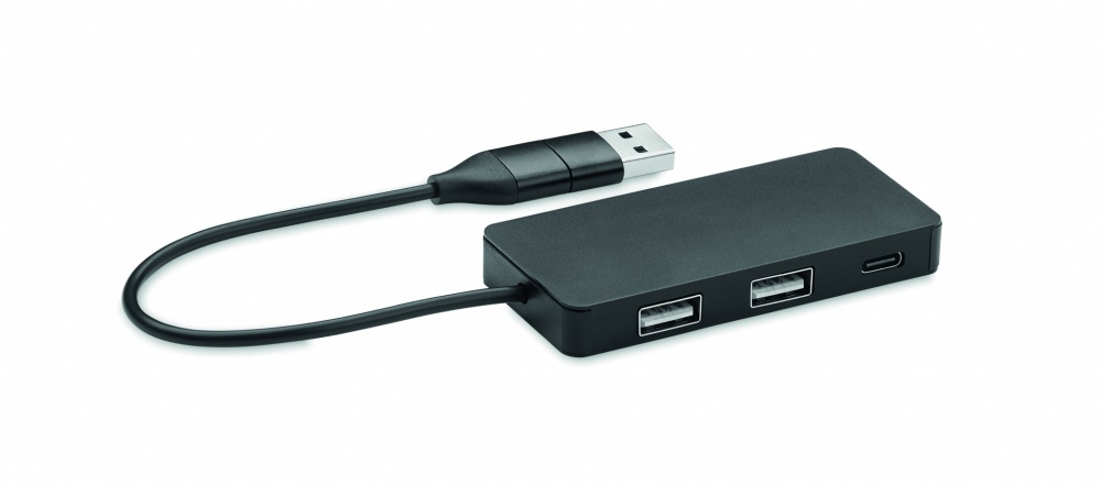 : 3 portu USB centrmezgls ar 20 cm kabeli