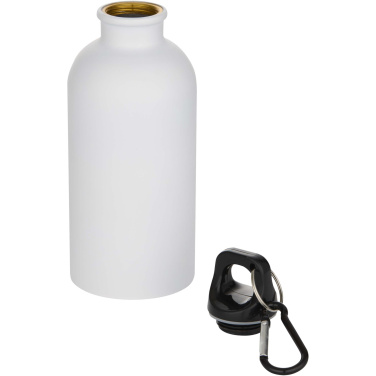 Logotrade logo dāvanas foto: Oregon 400 ml matēta RCS pārstrādāta viensienas nerūsējošā tērauda ūdens pudele ar karabīni