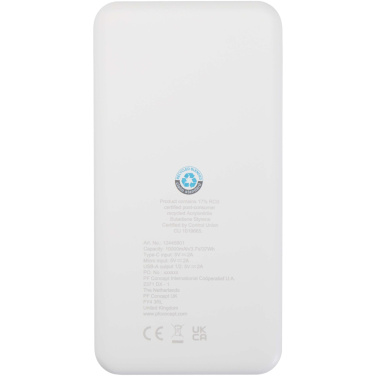 Logotrade dāvanas foto: Intan 10.000 mAh 10W pārstrādājamas plastmasas pārnēsājamais akumulators