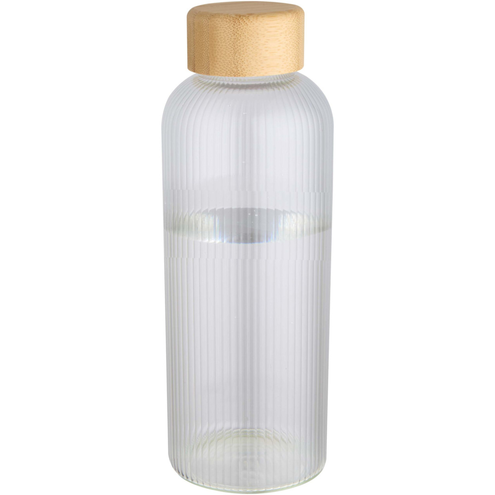 Logotrade biznesa dāvanas foto: Mirage 650 ml viensienu borsilikāta stikla pudele ar bambusa vāku