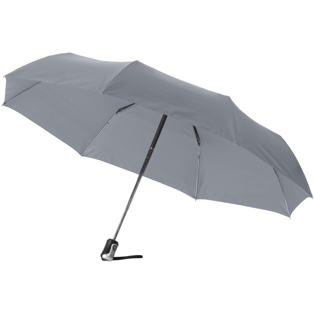 Логотрейд pекламные продукты картинка: Зонт Alex трехсекционный автоматический 21,5", серый