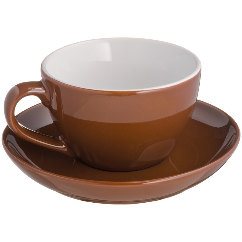 Логотрейд pекламные cувениры картинка: Чашка с блюдцем ST. MORITZ, коричневый
