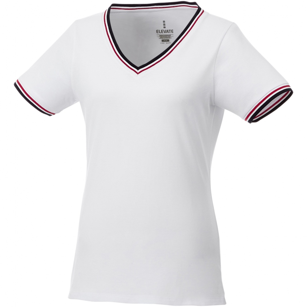 Логотрейд pекламные cувениры картинка: Женская футболка Elbert из пике с кармашком, белая