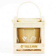 Mёд в деревянной подарочной коробке 200 г с логотипом