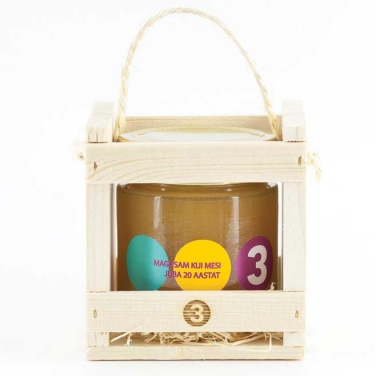 Логотрейд pекламные продукты картинка: Mёд в деревянной подарочной коробке 200 г с логотипом