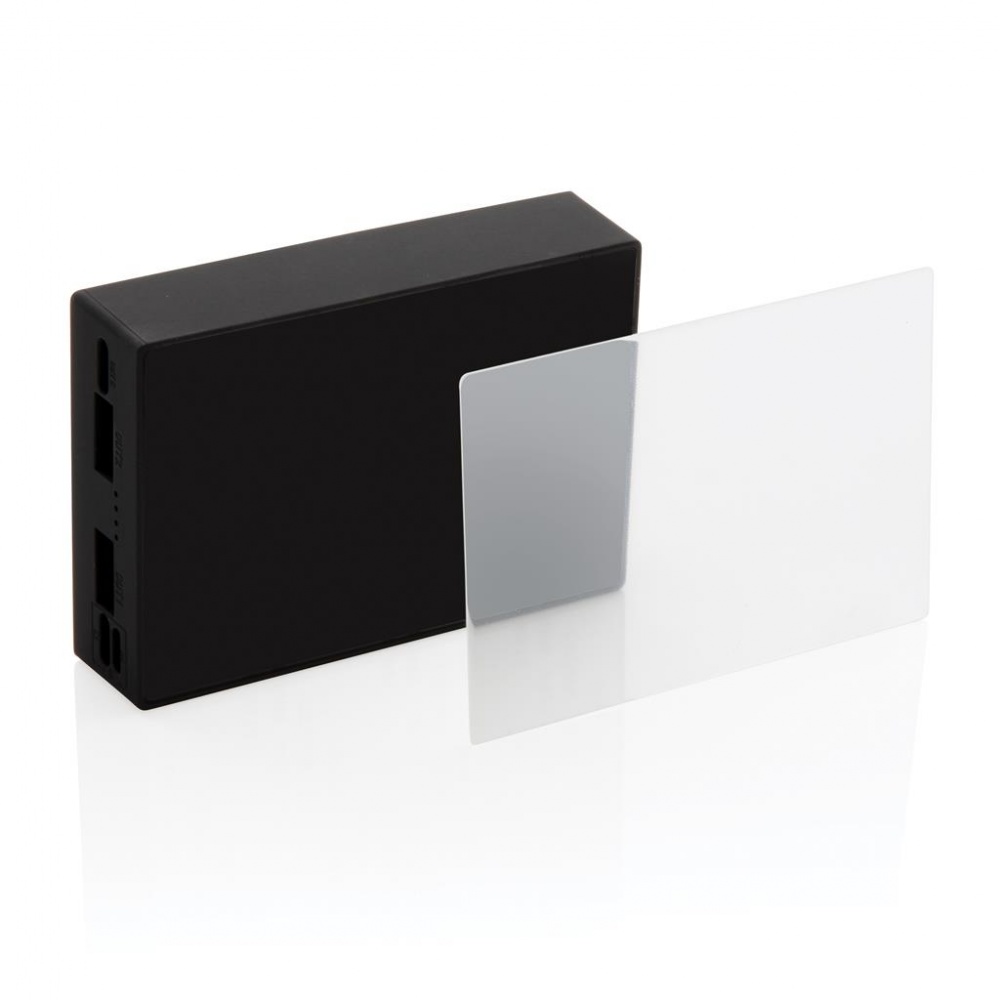 Логотрейд бизнес-подарки картинка: Закаленное стекло 5000 мАч, беспроводной повербанк, чёрный
