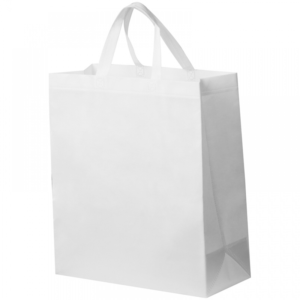 Логотрейд pекламные продукты картинка: Ламинированная нетканая сумка - большая, белый