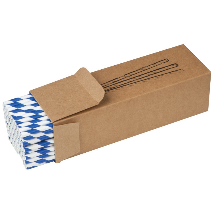 Логотрейд бизнес-подарки картинка: Набор из 100 трубочек для напитков из бумаги, белый синий