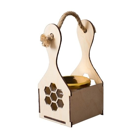 Логотрейд pекламные подарки картинка: Деревянная корзинка для меда, бежевая