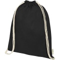 Orissa 100 g/m² organic cotton drawstring bag 5L, Сплошной черный