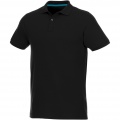 Beryl short sleeve men's organic recycled polo, Сплошной черный