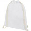 Orissa 140 g/m² organic cotton drawstring bag 5L, Белый