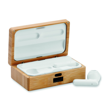 Логотрейд pекламные продукты картинка: TWS earbuds in bamboo case